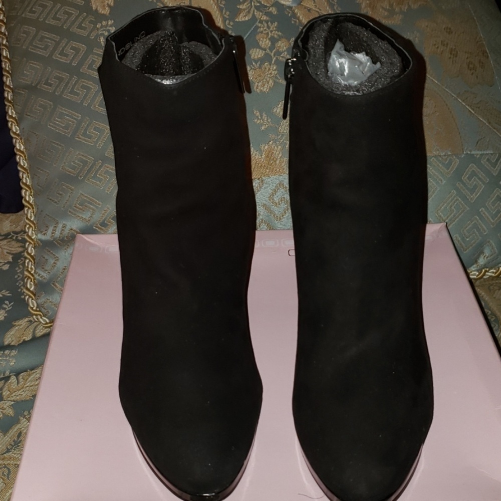 Ladies Black Suede Platform Boots